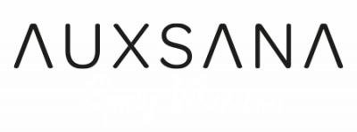 Weißes Logo der Marke Auxsana