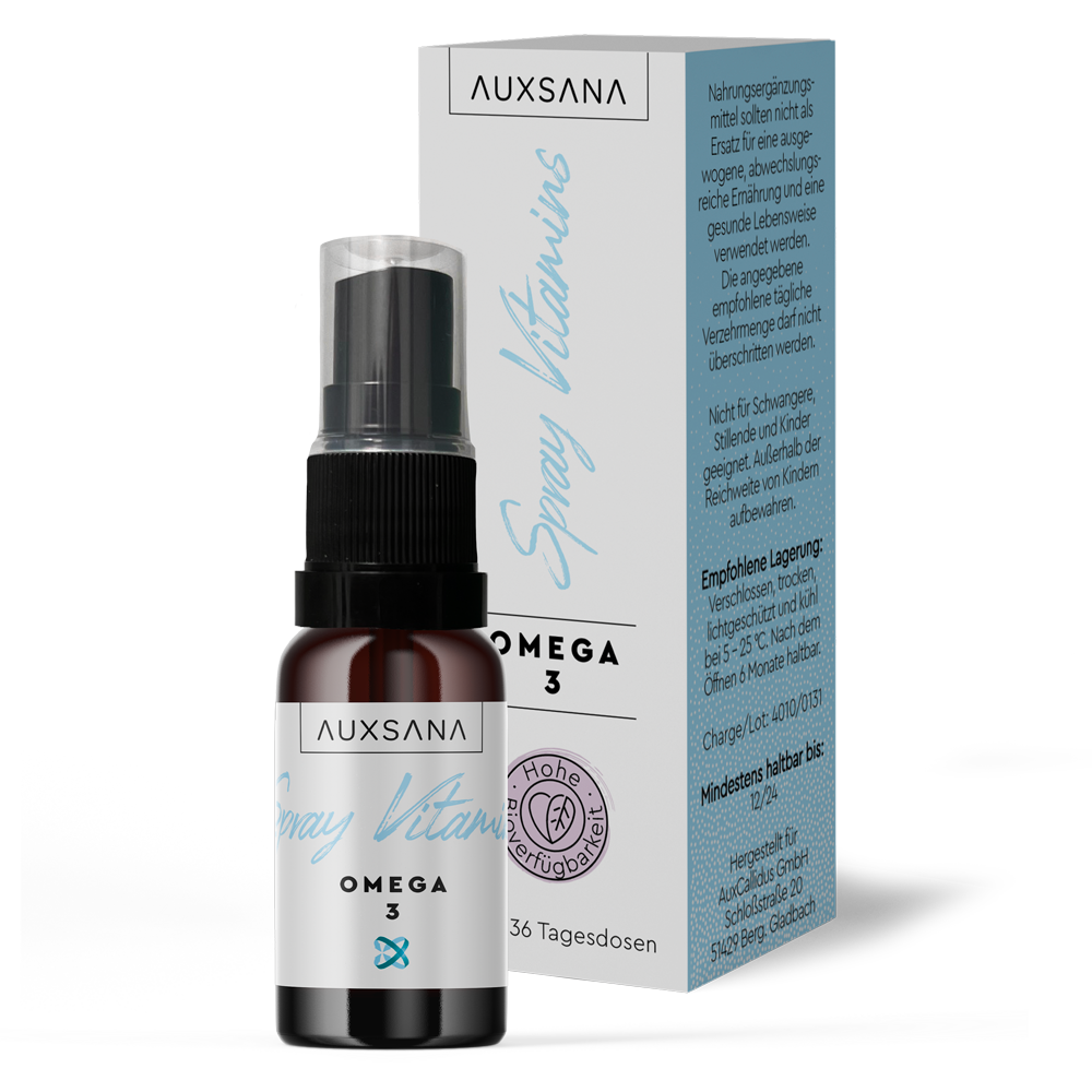 Flasche & Verpackung - Auxsana Omega 3 Spray